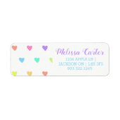 Cute Pastel Rainbow Hearts Pattern Etiket (Voorkant)