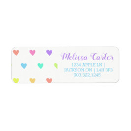 Cute Pastel Rainbow Hearts Pattern Etiket