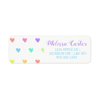 Cute Pastel Rainbow Hearts Pattern Etiket