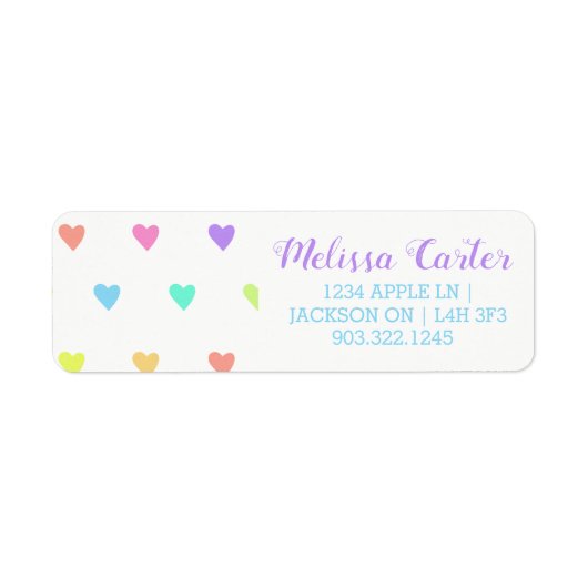 Cute Pastel Rainbow Hearts Pattern Etiket (Voorkant)