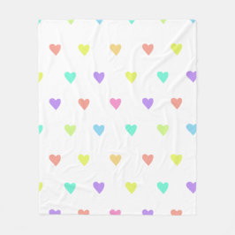 Cute Pastel Rainbow Hearts Pattern Fleece Deken