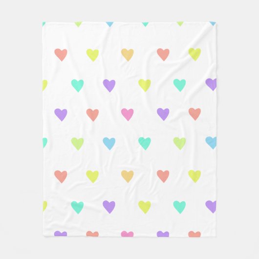 Cute Pastel Rainbow Hearts Pattern Fleece Deken (Voorkant)