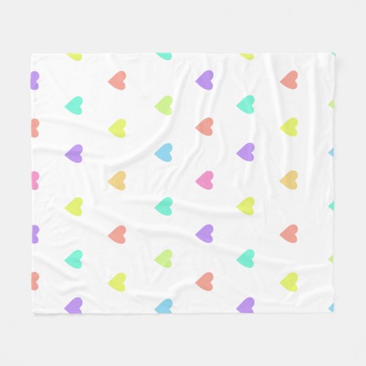 Cute Pastel Rainbow Hearts Pattern Fleece Deken (Voorkant (Horizontaal))