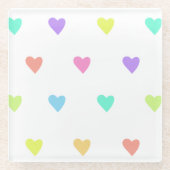 Cute Pastel Rainbow Hearts Pattern Glazen Onderzetter (Voorkant)