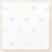 Cute Pastel Rainbow Hearts Pattern Glazen Onderzetter (Achterkant)
