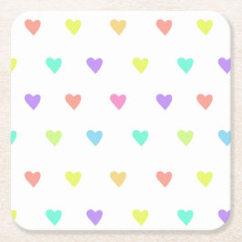 Cute Pastel Rainbow Hearts Pattern Kartonnen Onderzetters
