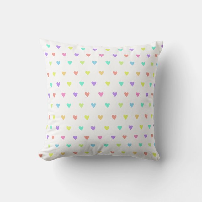 Cute Pastel Rainbow Hearts Pattern Kussen (Voorkant)