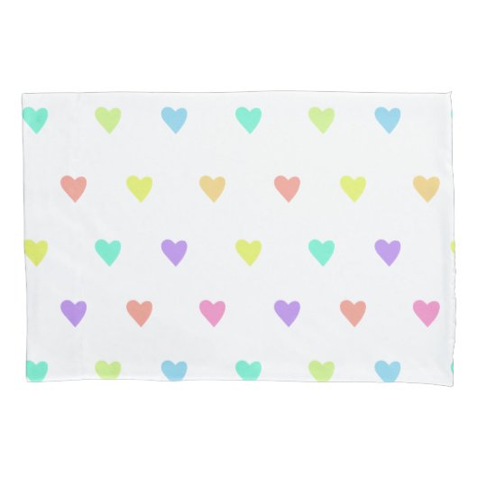 Cute Pastel Rainbow Hearts Pattern Kussensloop (Voorkant)