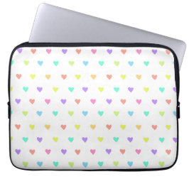 Cute Pastel Rainbow Hearts Pattern Laptop Sleeve