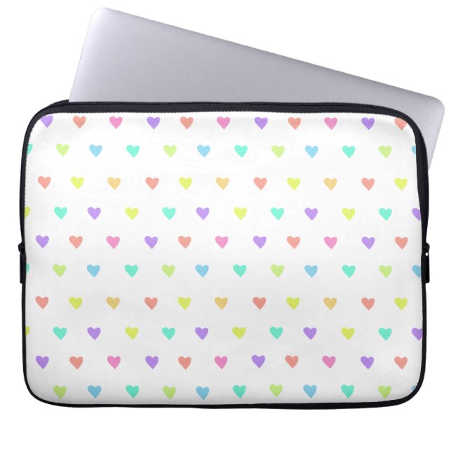 Cute Pastel Rainbow Hearts Pattern Laptop Sleeve (Voorkant)