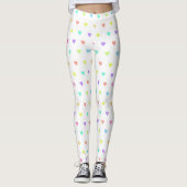 Cute Pastel Rainbow Hearts Pattern Leggings (Voorkant)