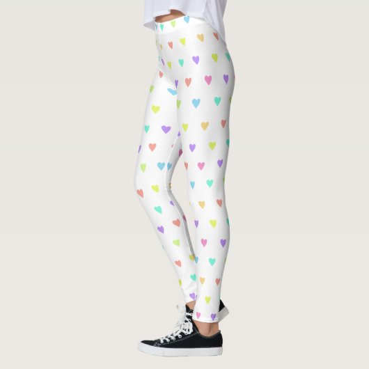 Cute Pastel Rainbow Hearts Pattern Leggings (Links)