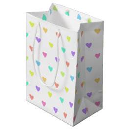 Cute Pastel Rainbow Hearts Pattern Medium Cadeauzakje