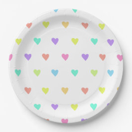 Cute Pastel Rainbow Hearts Pattern Papieren Bordje