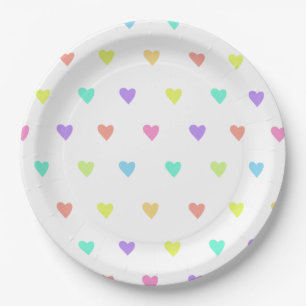 Cute Pastel Rainbow Hearts Pattern Papieren Bordje