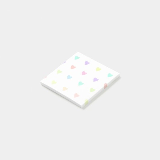 Cute Pastel Rainbow Hearts Pattern Post-it® Notes (Schuin)
