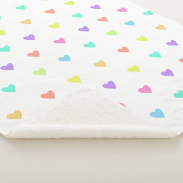 Cute Pastel Rainbow Hearts Pattern Sherpa Deken