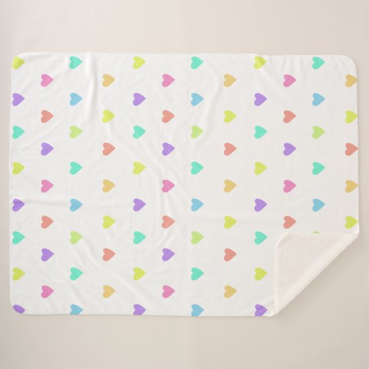 Cute Pastel Rainbow Hearts Pattern Sherpa Deken (Voorkant (horizontaal))