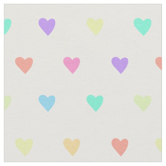 Cute Pastel Rainbow Hearts Pattern Stof (Close Up)