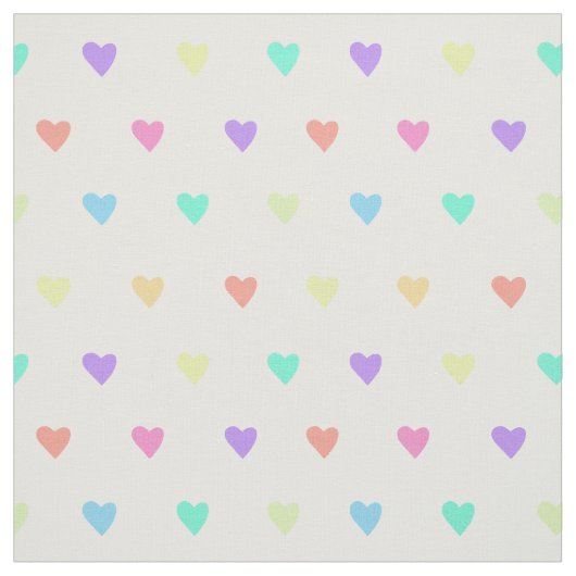 Cute Pastel Rainbow Hearts Pattern Stof (Swatch)