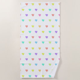 Cute Pastel Rainbow Hearts Pattern Strandlaken