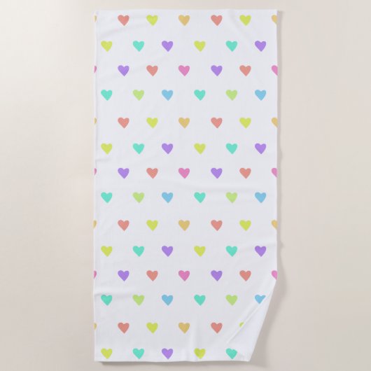 Cute Pastel Rainbow Hearts Pattern Strandlaken (Voorkant)