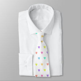 Cute Pastel Rainbow Hearts Pattern Stropdas