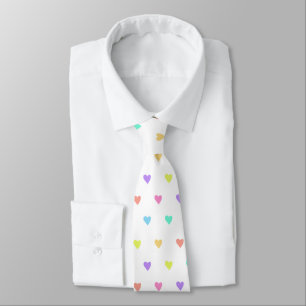 Cute Pastel Rainbow Hearts Pattern Stropdas