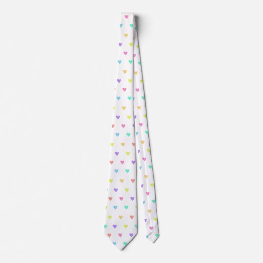 Cute Pastel Rainbow Hearts Pattern Stropdas (Voorkant)