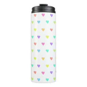 Cute Pastel Rainbow Hearts Pattern Thermosbeker