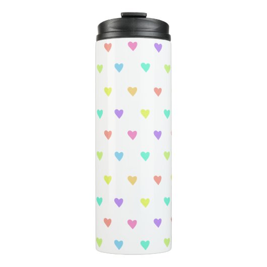 Cute Pastel Rainbow Hearts Pattern Thermosbeker (Voorkant)
