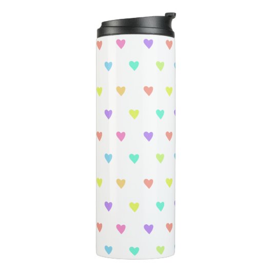 Cute Pastel Rainbow Hearts Pattern Thermosbeker (Gedraaid links)