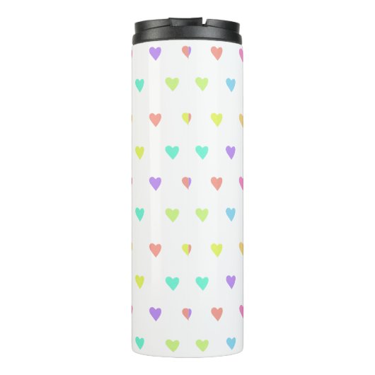 Cute Pastel Rainbow Hearts Pattern Thermosbeker (Achterkant)