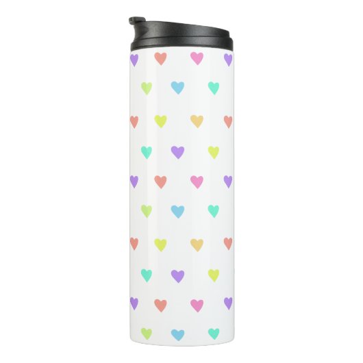 Cute Pastel Rainbow Hearts Pattern Thermosbeker (Geroteerd rechts)