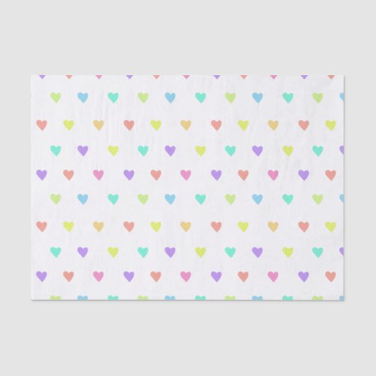 Cute Pastel Rainbow Hearts Pattern Tissuepapier (Voorkant)