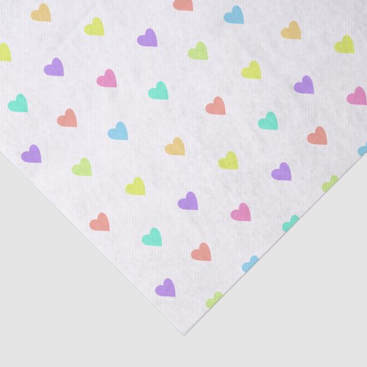 Cute Pastel Rainbow Hearts Pattern Tissuepapier (Detail)