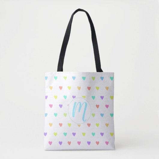 Cute Pastel Rainbow Hearts Pattern Tote Bag (Voorkant)