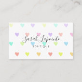 Cute Pastel Rainbow Hearts Pattern Visitekaartje (Voorkant)