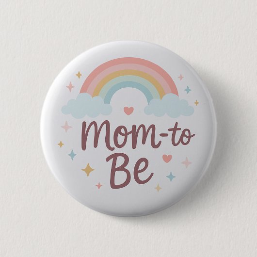 Cute Pastel Rainbow Mom to Be  Button (Voorkant)