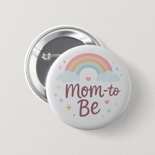 Cute Pastel Rainbow Mom to Be  Button (Voorkant /achterkant)