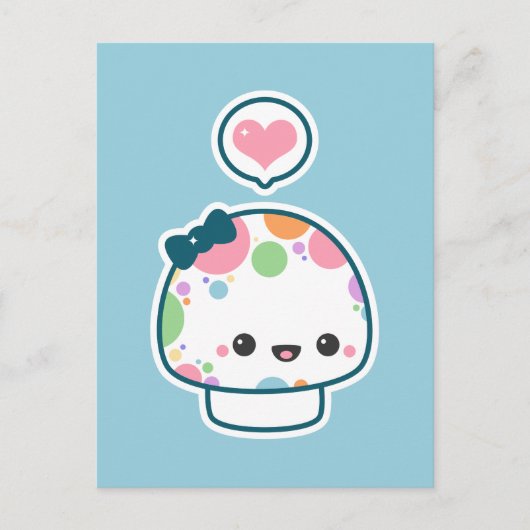 Cute Pastel Rainbow Polka gedopte paddenstoel Briefkaart (Voorkant)