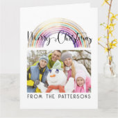 Cute Pastel Rainbow-serie Foto Merry Kerstry Kaart (Gele Bloem)