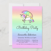 Cute Pastel Rainbow Unicorn Birthday Party Kaart (Voorkant)