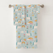 Cute pastel Rainbow Unicorn Pattern Bad Handdoek (Insitu)