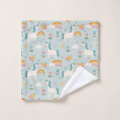 Cute pastel Rainbow Unicorn Pattern Bad Handdoek (Wasdoekje)