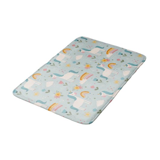 Cute pastel Rainbow Unicorn Pattern Badmat (Gekanteld)