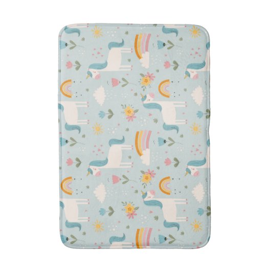 Cute pastel Rainbow Unicorn Pattern Badmat (Voorkant Verticaal)