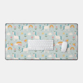 Cute pastel Rainbow Unicorn Pattern Bureaumat (Keyboard & Muis)