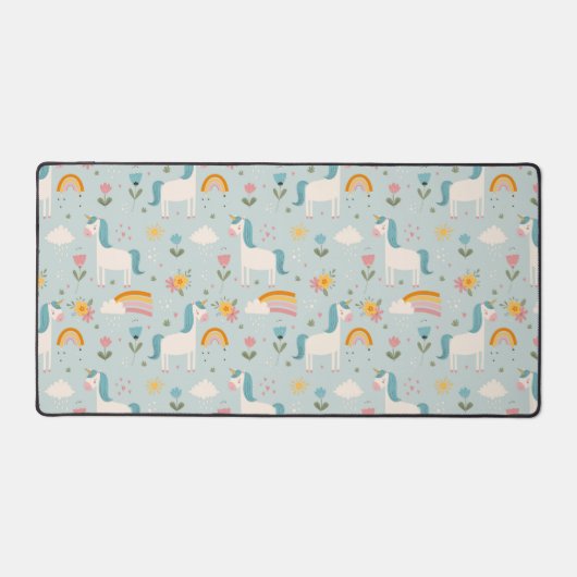 Cute pastel Rainbow Unicorn Pattern Bureaumat (Voorkant)