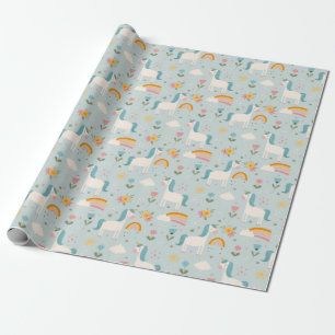 Cute pastel Rainbow Unicorn Pattern Cadeaupapier
